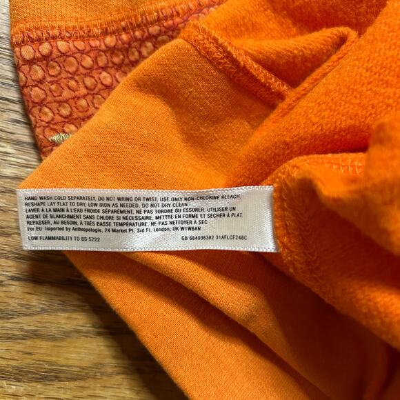 Anthropologie Lilka Rosey Orange Embroidered Square Neck Sweatshirt Size Small - Picture 5 of 6
